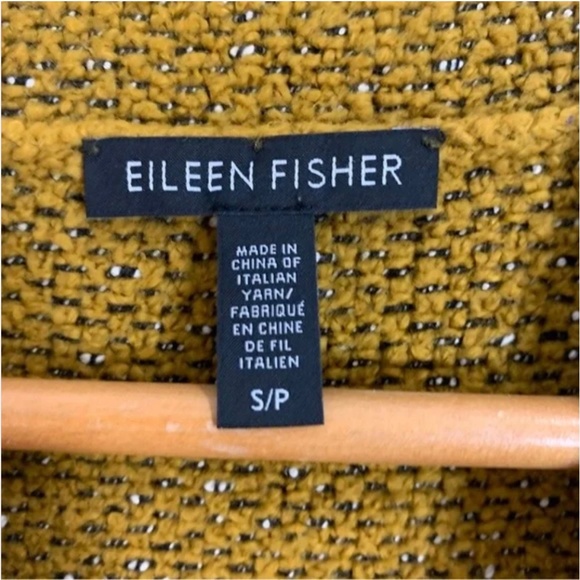 Eileen Fisher Tweedy Funnel-Neck Sweater Mustard Gold - Picture 3 of 7